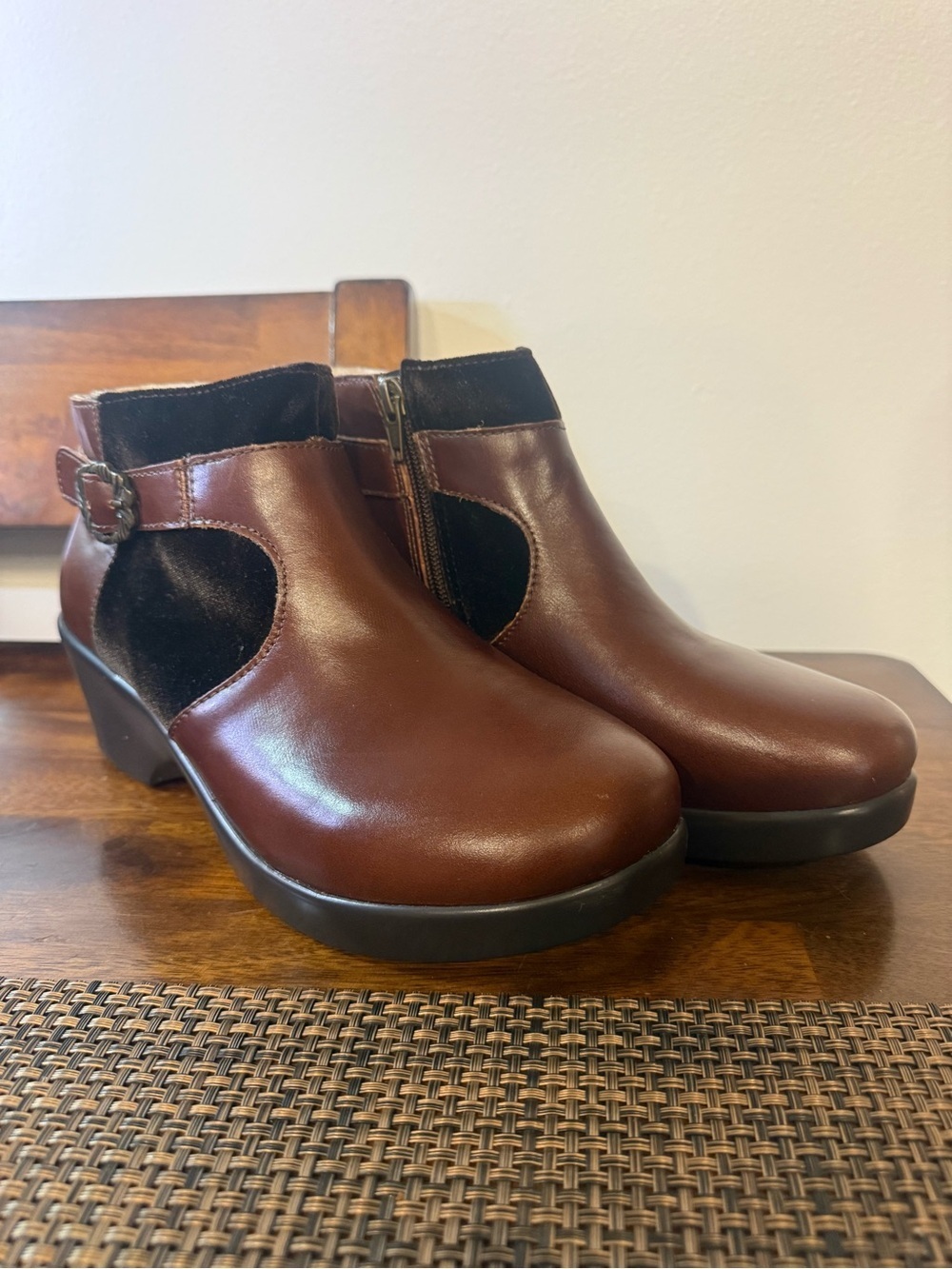 Alegria Cici Brown Leather Ankle Boots Buckle Comfort EU 39